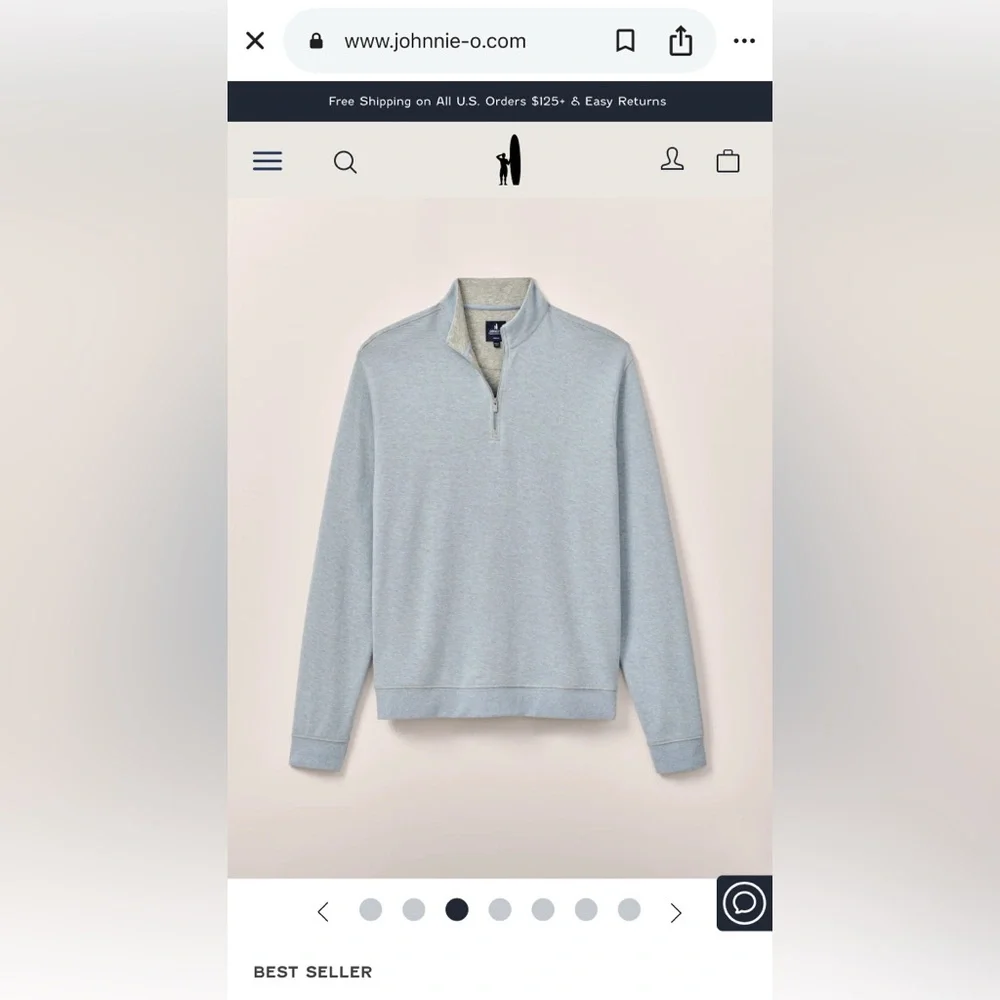 Johnnie-O Hank’s “Lightweight Scully” Quarter Zip Pullover in Malibu Size L - Picture 11 of 16